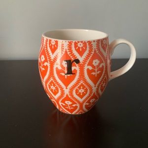 Monogram “R” coffee mug orange and black